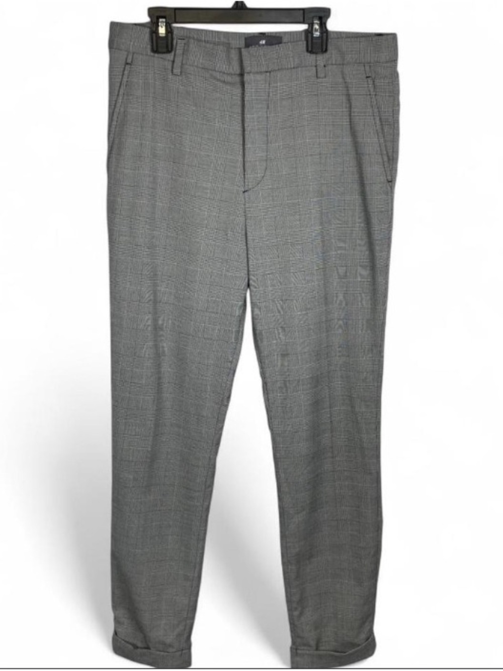 EUC H&M Black and White Glen Plaid Skinny Fit Pants Sz 31/12 Preppy MonoChrome